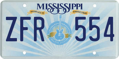 MS license plate ZFR554
