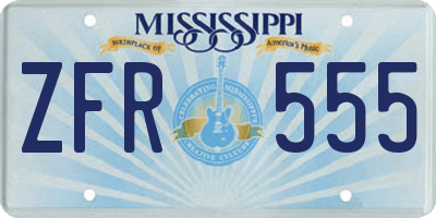 MS license plate ZFR555