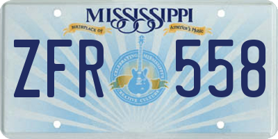 MS license plate ZFR558