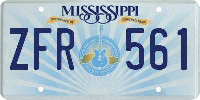 MS license plate ZFR561
