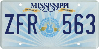 MS license plate ZFR563