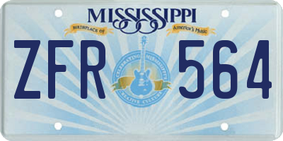 MS license plate ZFR564