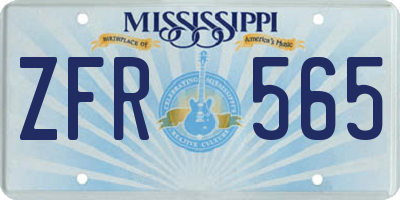MS license plate ZFR565
