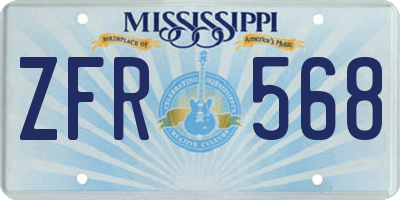 MS license plate ZFR568