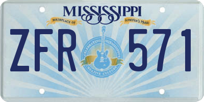 MS license plate ZFR571