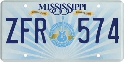 MS license plate ZFR574