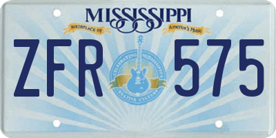 MS license plate ZFR575