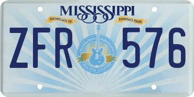 MS license plate ZFR576