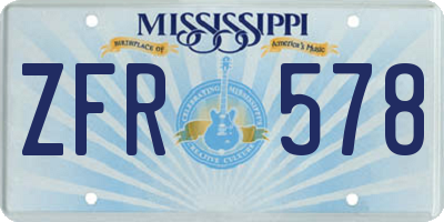 MS license plate ZFR578