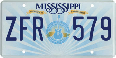 MS license plate ZFR579