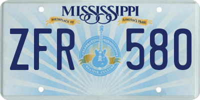 MS license plate ZFR580