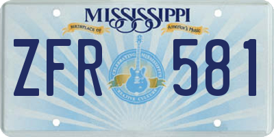 MS license plate ZFR581