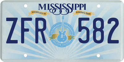 MS license plate ZFR582