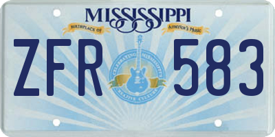 MS license plate ZFR583