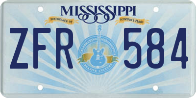 MS license plate ZFR584