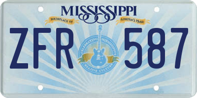 MS license plate ZFR587