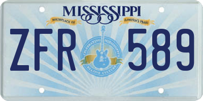 MS license plate ZFR589