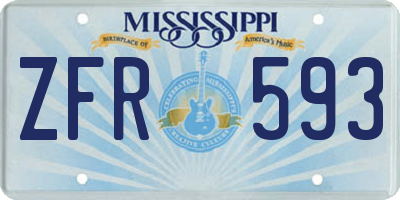 MS license plate ZFR593