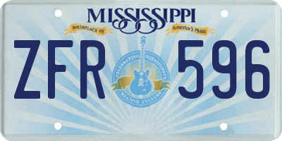 MS license plate ZFR596
