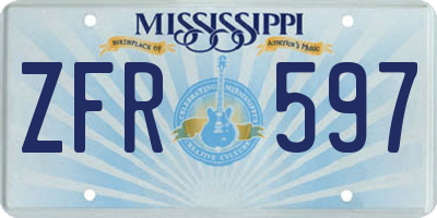 MS license plate ZFR597
