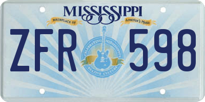 MS license plate ZFR598