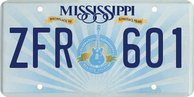 MS license plate ZFR601