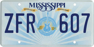 MS license plate ZFR607