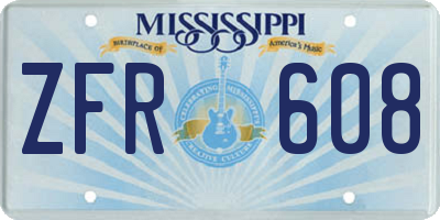 MS license plate ZFR608