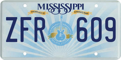 MS license plate ZFR609