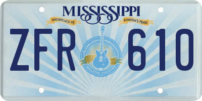 MS license plate ZFR610