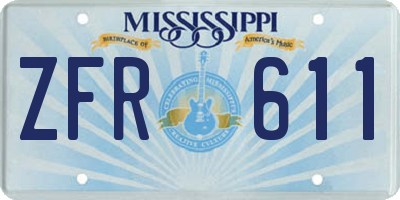 MS license plate ZFR611