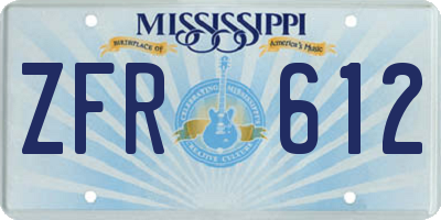 MS license plate ZFR612