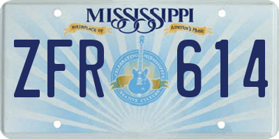 MS license plate ZFR614