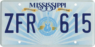 MS license plate ZFR615