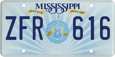 MS license plate ZFR616