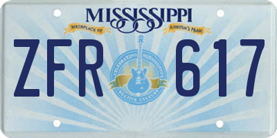 MS license plate ZFR617