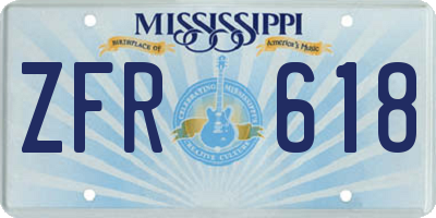 MS license plate ZFR618