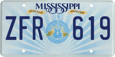 MS license plate ZFR619