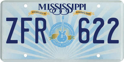 MS license plate ZFR622