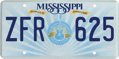 MS license plate ZFR625