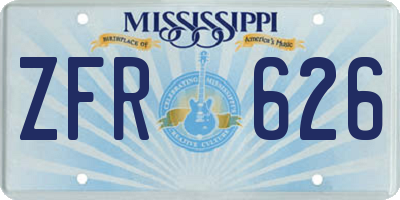 MS license plate ZFR626