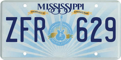 MS license plate ZFR629