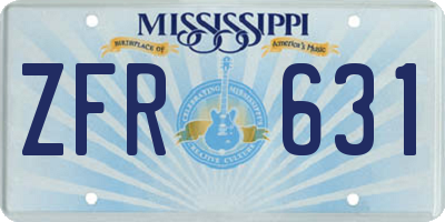 MS license plate ZFR631