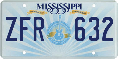 MS license plate ZFR632