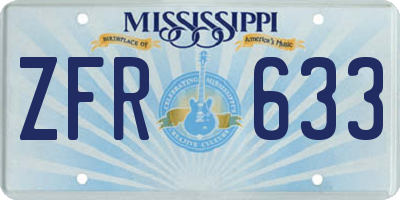 MS license plate ZFR633