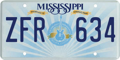 MS license plate ZFR634