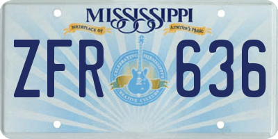 MS license plate ZFR636