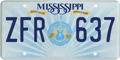 MS license plate ZFR637