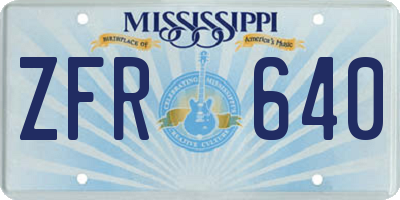 MS license plate ZFR640