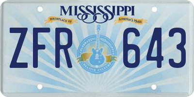 MS license plate ZFR643